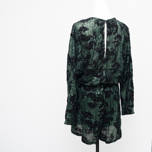 Maje - Green Sequin Romper. - Picture 13 of 14